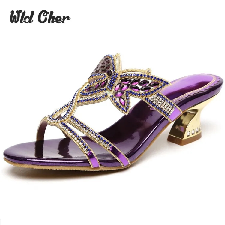 

2017 women shoes genuine leather wedding Rhinestone high heels sandals for women ladies peep toe Crystal low heel sandals