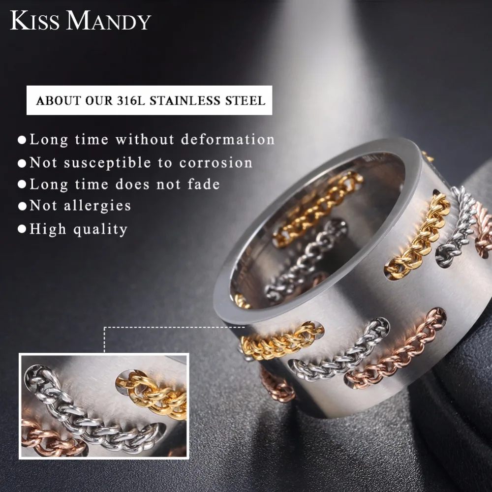 Кольцо из нержавеющей стали KISS MANDY модное кольцо цепочка в стиле панк титановое