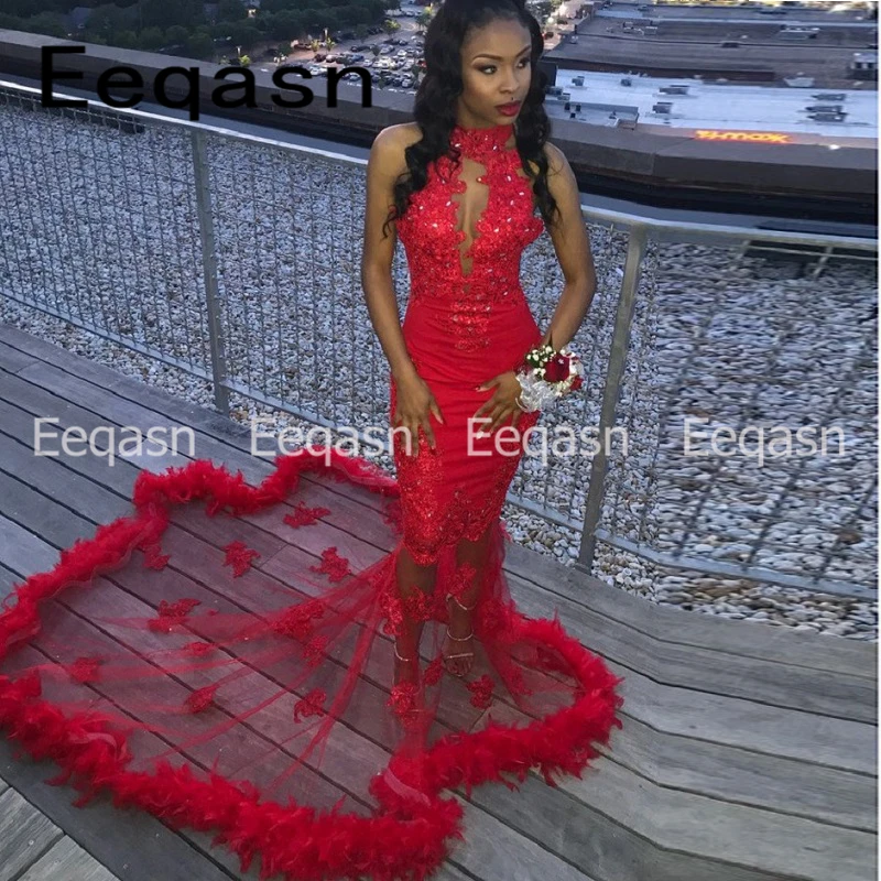 166 (1) red mermaid prom dresses