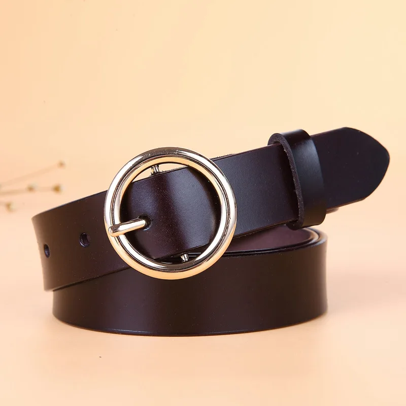Женский ремень из натуральной воловьей кожи ceinture черный однотонный Повседневный
