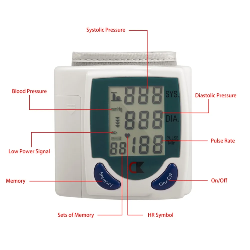 Home Automatic Wrist Digital Lcd Blood Pressure Monitor Portable Tonometer Meter For Blood Pressure Meter Oximetro De Dedo