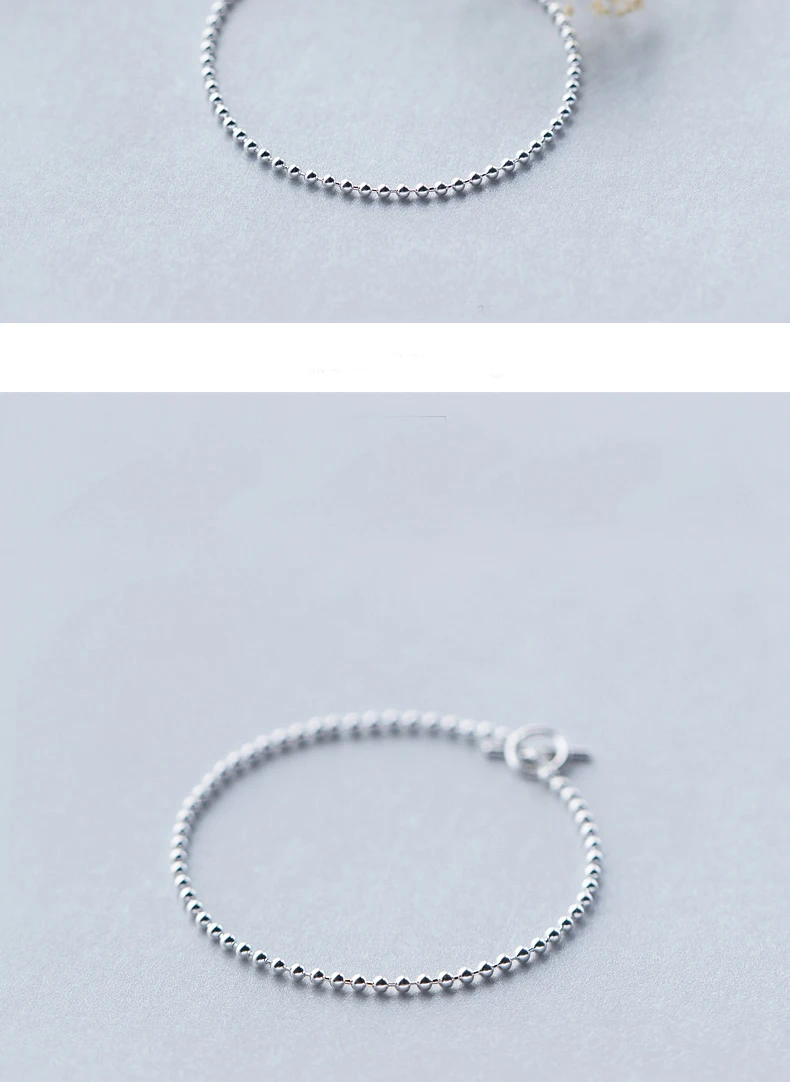 LINDAJOUX 925 пробы цепочка с серебряными бусинами застежка ножной браслет для женщин S925 браслеты на щиколотке ножные браслеты модные украшения