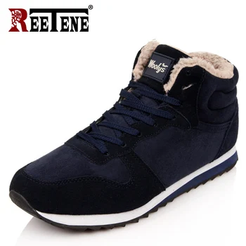 

REETENE Cheapest Winter Boots Men Fashion Fur Flock Winter Shoes Men Leather Winter Ankle Boots Men Warm Casual Men Boots 37-48