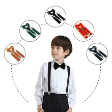 Детские подтяжки с бантом, модный детский комплект с галстуком-бабочкой, брекеты для мальчиков и девочек, регулируемые подтяжки, Детские свадебные галстуки, аксессуары