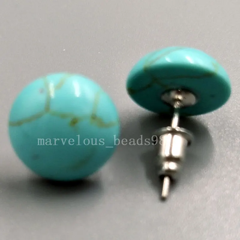 

Free shipping Fashion Jewelry Howlite Round Art Women Men Stud Earrings MC5230