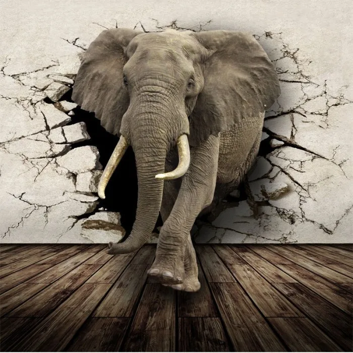 Beibehang 3D фото обои реалистичные животные лежа носорог/Лев/Слон гостиная спальня ТВ фон обои - Цвет: Белый