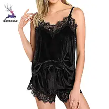 Модная женская одежда для сна без рукавов Ночная сорочка на бретельках кружевная отделка сатиновая майка пижамный комплект Женская пижама ночная рубашка# EW