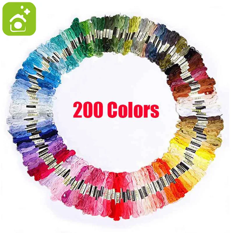 

200pcs Similar Color Cotton Threads Cross Stitch Floss 6 Shares Embroidery Thread Sewing Skeins Craft For Needlework Accessories