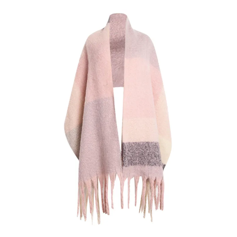 Women's Shawl Wrap Warm Scarf Cozy OblongPlaid BlanketStripe Light Infinity Women Winter Accessories 30LY18 (24)