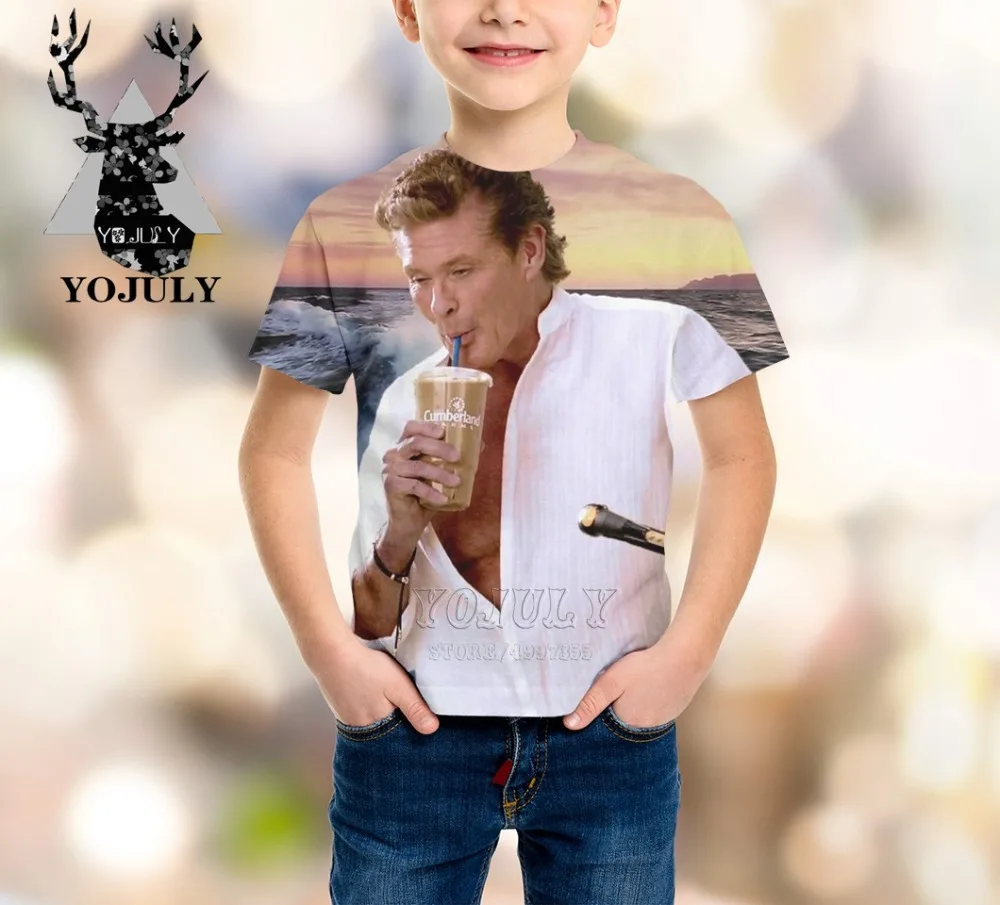 YOJULY David Hasselhoff/детская одежда с 3d принтом для маленьких мальчиков и девочек-подростков детская футболка Лидер продаж, модные топы, футболки Modis A328