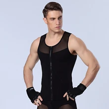 Мужские футболки с молнией спереди для похудения, мужские Корсеты на талии, нижнее белье, Корректирующее белье для похудения