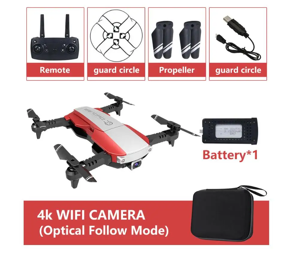 4K RC Drone Optical Flow 1080P HD Camera Real Time Aerial Video RC Quadcopter Aircraft Positioning RTF VS DJI MAVIC 2 AIR E58 - Цвет: 4K Red DRONE