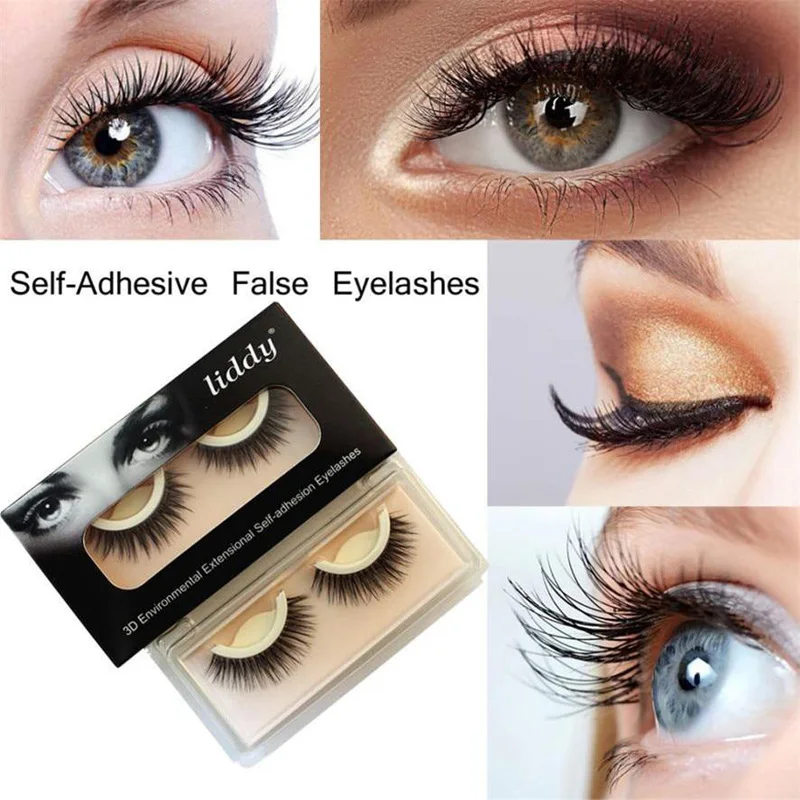 

Reuseable 1Pair 3D Mink False Eyelashes Self Adhesive No Glue Elegant Makeup Party Fake Eye Lashes Extension Beauty Tools