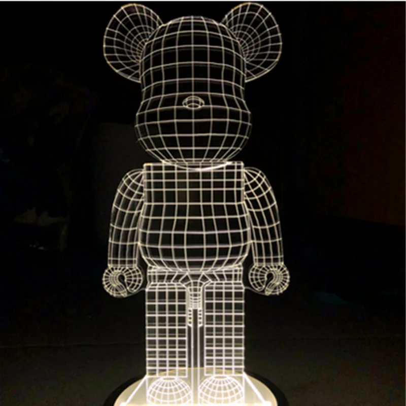 

30CM Creative Lamp BE@RBRIC Toy LED 3D Stereo Lamp Bearbrick Graffiti Vinyl Action Figure Violent Gloomy Bear Model Toy H306