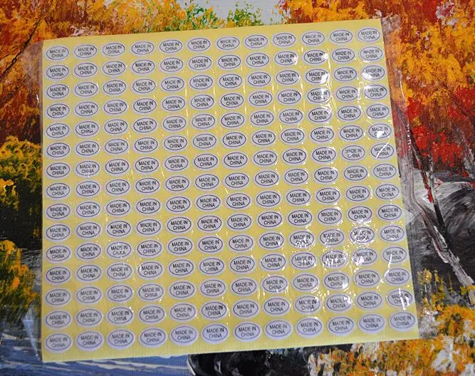 

2700pcs/lot Adhesive Sticker MADE IN CHINA Sticker 13*9 mm Transparent /White Color Oval Coated Paper Origin Label Sticker