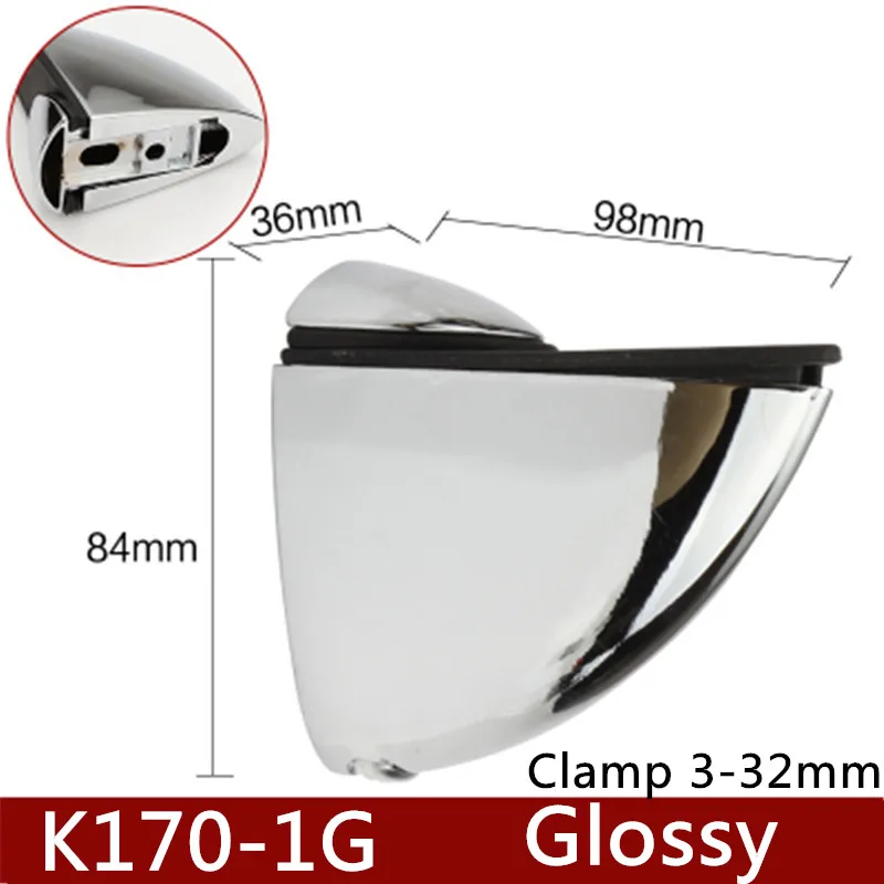 

8pcs K170-1G For 3 to 32mm glass board Bow type arc chin Zinc Alloy Glass Clamps chrome finished Shelves Support Bracket Clips