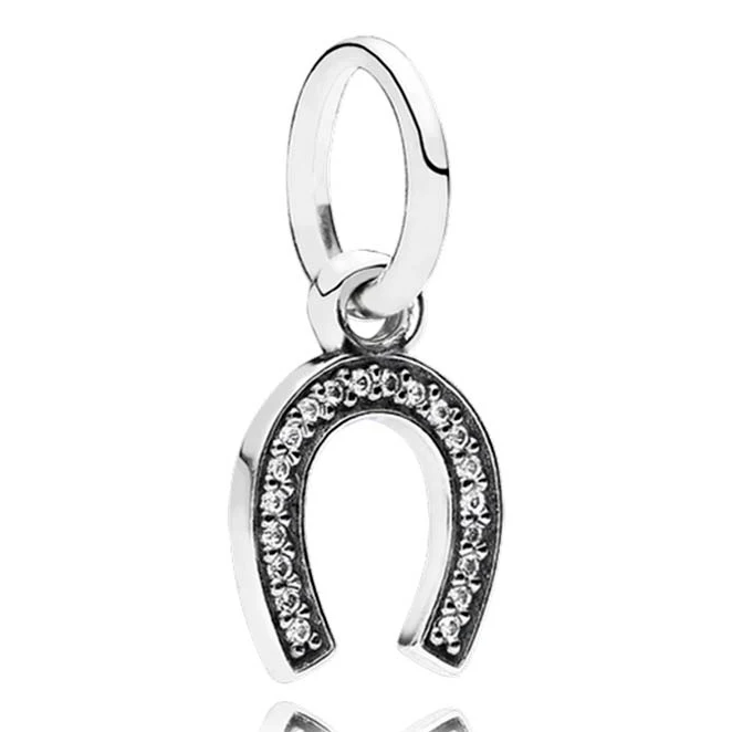 

Authentic 925 Sterling Silver Bead Charm Symbol Of Luck Crystal Horseshoe Pendant Beads Fit Pandora Bracelet Diy Jewelry