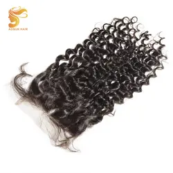 AOSUN волос 4*4 глубокая волна волос кружева закрытия 100% человеческих волос швейцарская шнуровка бразильский человеческих волос чехол