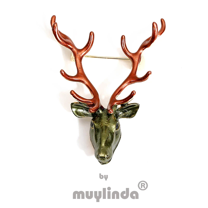 Christmas Brooch Metal Elk Moose Deer Brooch Pins Animal Enamel Pins