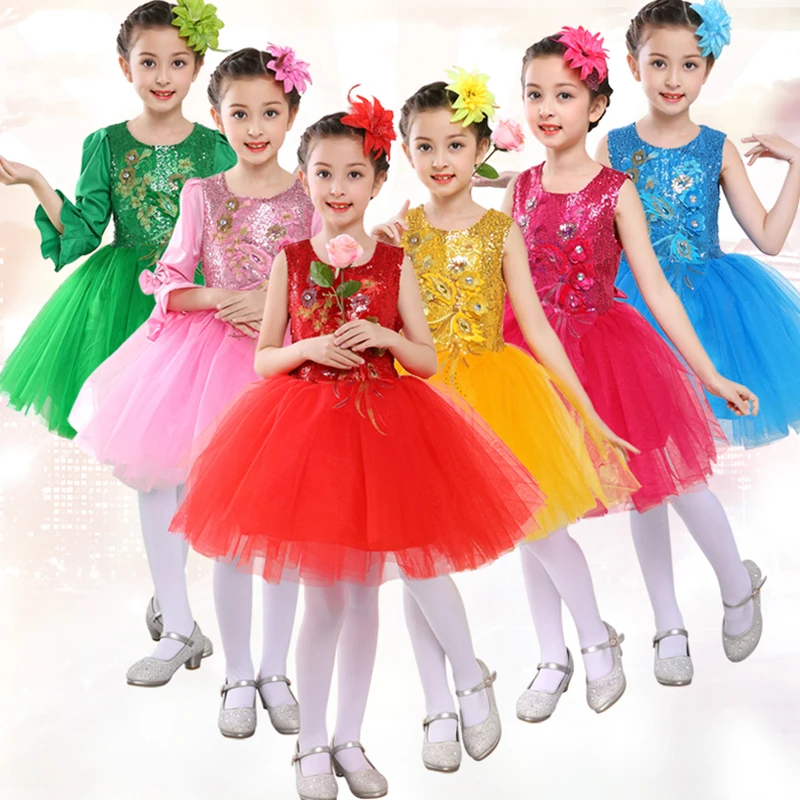 Girl Skirt Dance Performance Clothes Tutu Dress Children Leotard Ballet