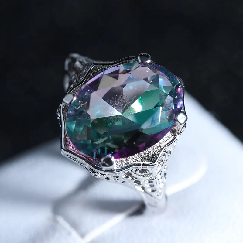 Женское кольцо из серебра 925 пробы с разноцветным Цирконом 3 карата|wedding band ring|band