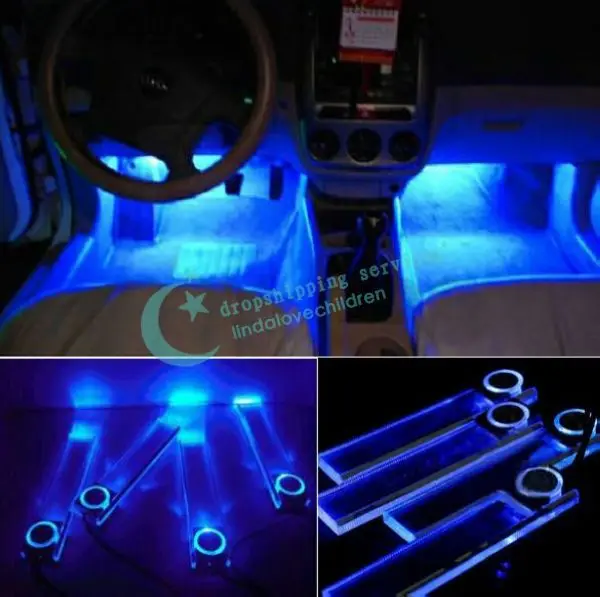 4x Blue Led Car Auto Floor Interior Dash Decorative Light Lamp 4x Blue Led Car Auto Floor Interior Dash Decorative Light Lamp Cigarette Lighter Drop Shipping Free
