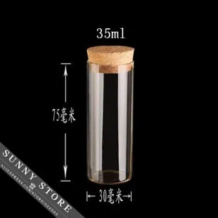 10 шт./лот 30x75 мм 35 мл пустая трубка, стеклянные бутылочки с пробкой DIY прозрачные стеклянные банки контейнеры флаконы чайная канистра