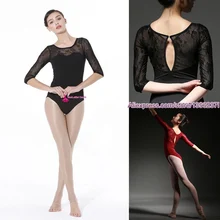 Женский балетный купальник высокого качества со средним рукавом, кружевной балетный танцевальный костюм, взрослый балетный комбинезон, гимнастический танцевальный купальник
