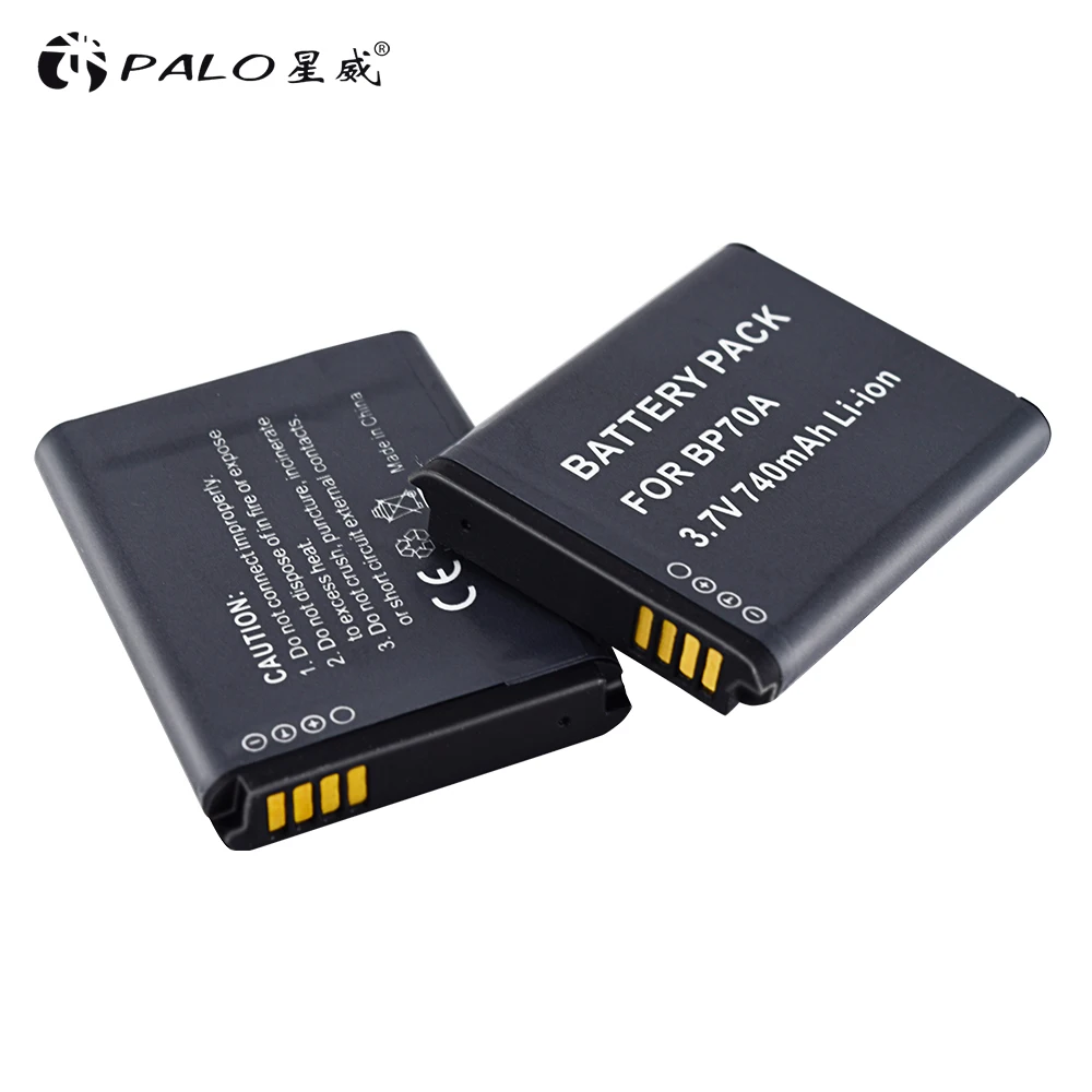 

2pcs PALO 740mAh BP70A ES65 ES73 ES75 PL80 ST30 ST60 Rechargeable Li-ion Camera Battery for SAMSUNG ES PL ST SL TL series etc.