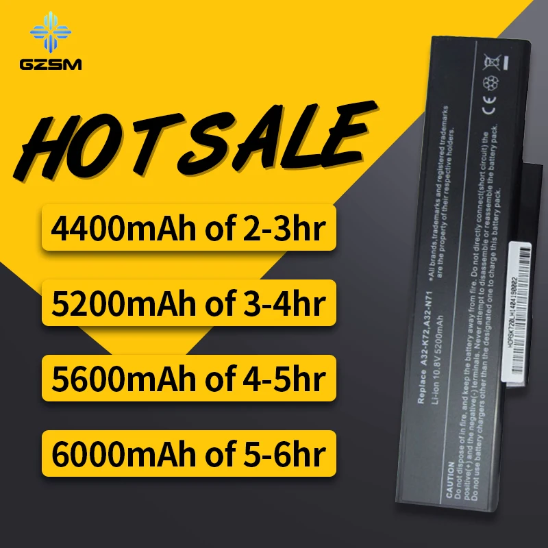 HSW Аккумулятор для ноутбука Asus Li-Ion A32-K72 A32-N71 K72DR K72 K72D K72F K72JR K73 K73SV K73S K73E N73SV X77 X77VN k72-100