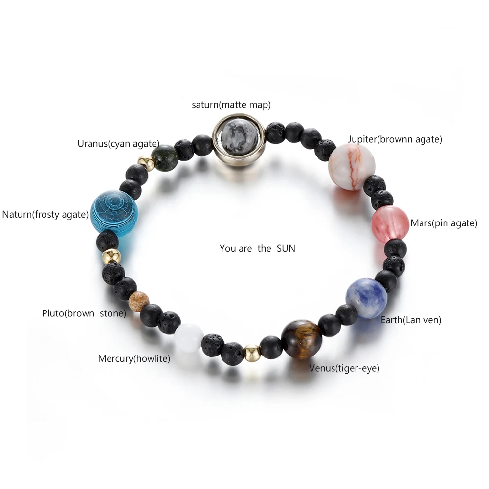 Us 13 44 Off1pc New Fashion Handmade Solar System Bracelet Universe Galaxy Nine Planets Of Solar System Stone Beaded Bracelet Bangles In Bangles