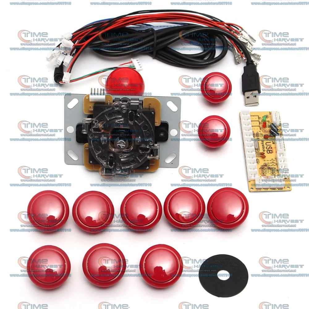 

DIY аркадный джойстик набор ручек наборы 5 pin 24 мм/30 мм кнопки запасные части USB кабель к ПК Джойстик Кнопка USB энкодер пластина