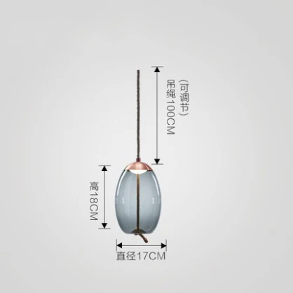Скандинавский пеньковый Канат, стеклянный светильник, светильник для гостиной, спальни, блеск, домашний декор, подвесной светильник для ресторана, подвесной светильник s - Цвет корпуса: A Water Blue