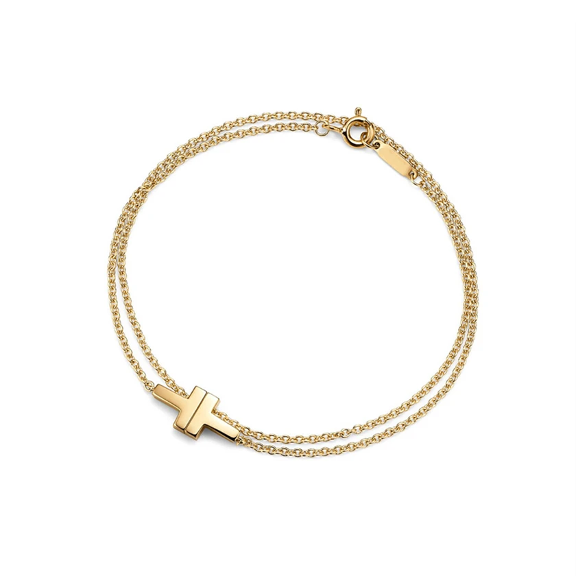 

SHINEXIN 1:1 S925 Sterling Silver Genuine TIFF Bracelet Gold Double T Bracelet Women Fine Fashion Jewelry