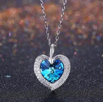 

11/11-Q Pure 925 Sterling Silver Sparkling necklace for Women Girls Brilliant CZ Crystal Wedding Engagement Jewelry