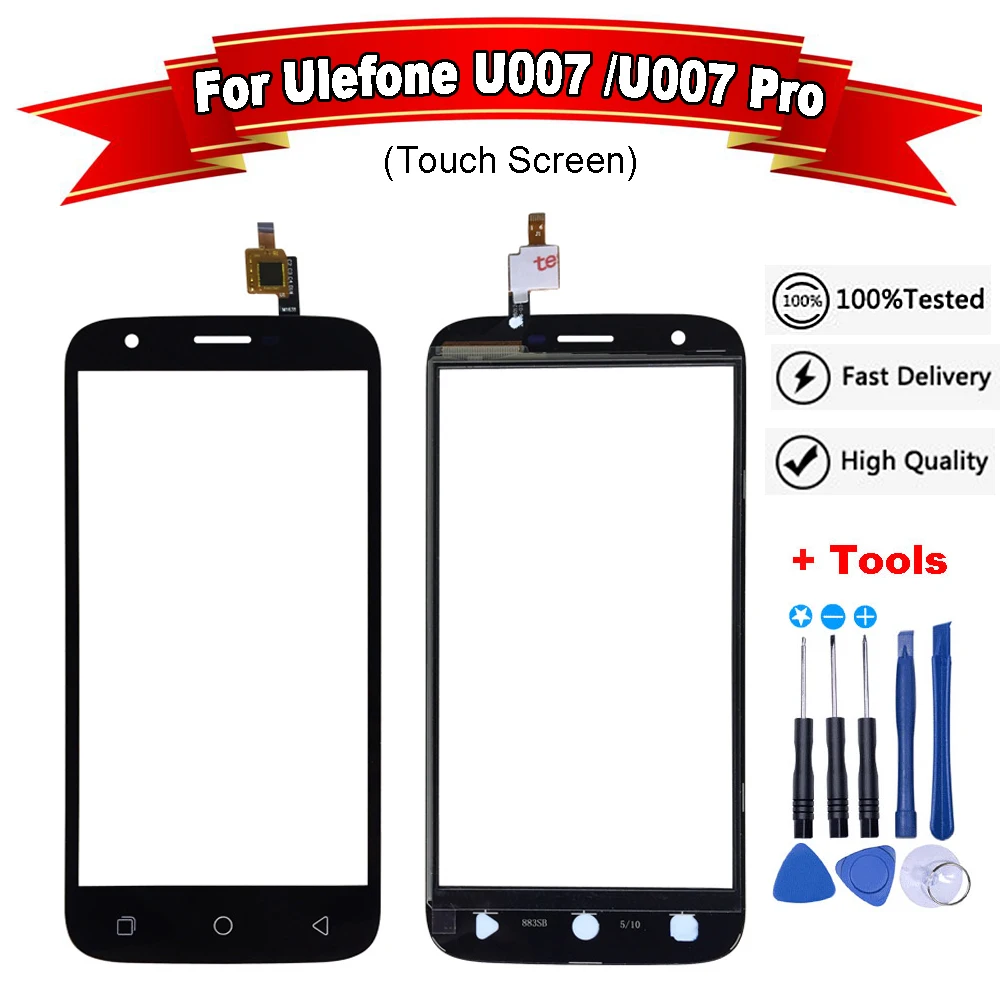 Черная протестированная сенсорная панель с дигитайзером для Ulefone U007 / Pro переднее