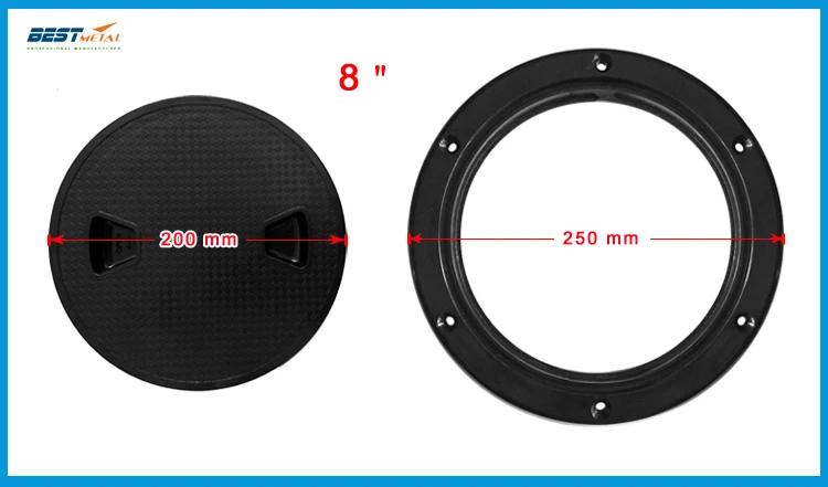 4 дюймов 8 дюймов черный винт из инспекции палубная пластина люк морской bost яхты Съемная Крышка RV пластик