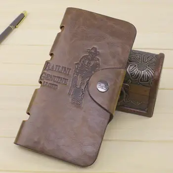 

ISKYBOB 1pc COOL Brown Men's Leather Long Wallet Pockets ID Card Clutch Cente Bifold Purse