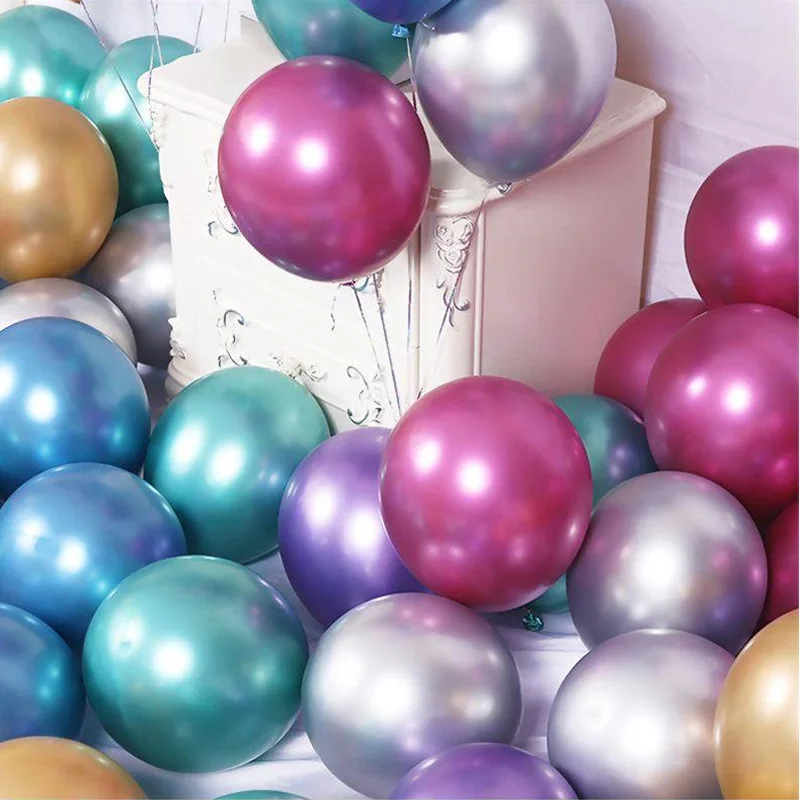 

50pcs 12inch Chrome Latex Balloons Wedding Party Decor Ballons Globos Metalicos Thick Pearl Metallic Latex Ballon Supplies