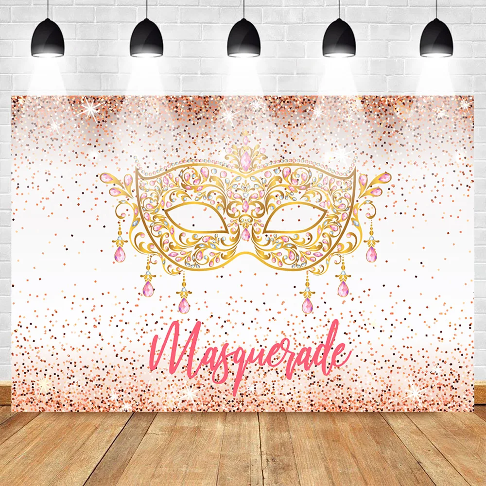 

Mehofoto Mask Theme Party Photography Backdrops Birthday Photo Background for Lady Shiny Sequins Mysterious Photophone