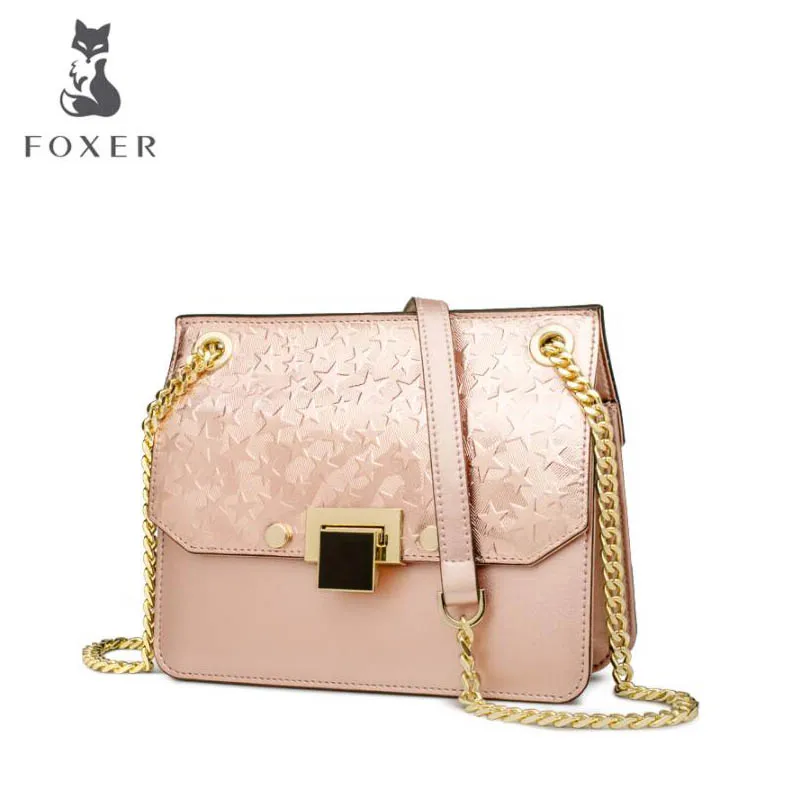 

Star Chain Messenger Bag Locking small square package 2018 summer leather shoulder bag