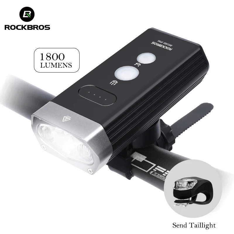 Discount ROCKBROS Bike Light Front 1800Lm 2 Led Bike USB Rechargeable Bicycle Light 5200 MhA Li-Battery Cycling Flashlight Power Bank 1 Discount ROCKBROS Bike Light Front 1800Lm 2 Led Bike USB Rechargeable Bicycle Light 5200 MhA Li-Battery Cycling Flashlight Power Bank 1