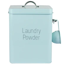 Beautiful Powder Coating Metal Zinc Laundry Powder Boxes Storage With Scoop