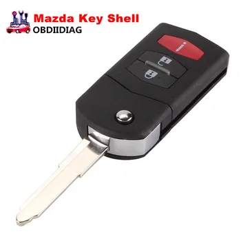 

New 2 +1 3 Button Flip Folding Remote Key Shell Car Case Fob Cover For M-azda 3 5 6 CX5 CX7 CX9 RX8 With LOGO