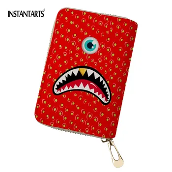 

INSTANTARTS 2018 Funny Monster Expression Card Bag Custom Bank Cards Storage Package Drop Shipping Card Wallets for Boys Girls