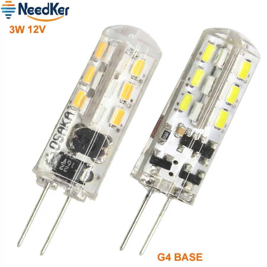 

NeedKer G4 SMD3014 LED Corn Light DC 12V Crystal Lamp Light Warm Cold White Silicone LED Bulb Chandelier for Livingroom