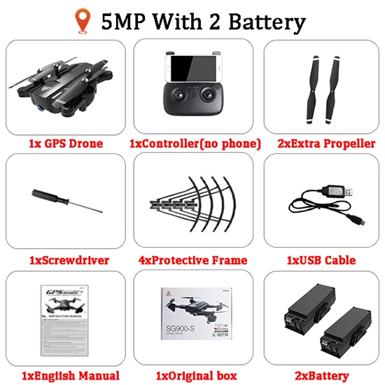 SG900 SG900S SG900-S X192 gps Квадрокоптер с 1080P HD камерой вертолет с фиксированной точкой wifi FPV Дрон режим следования за мной - Цвет: 5MP 2B