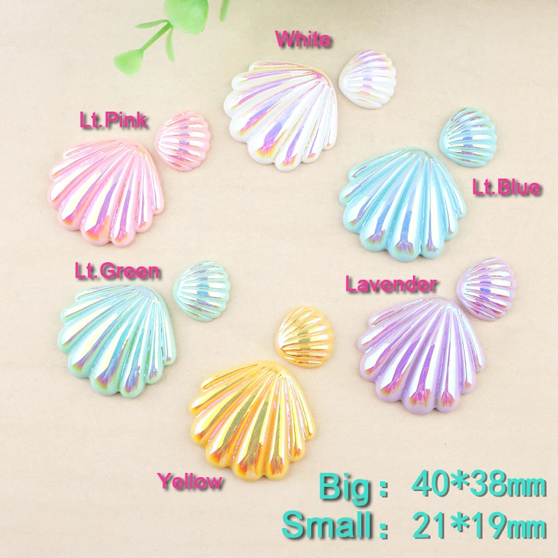 

50pcs/Lot Magic Color Shells Glitter Resin Flatback Cabochons DIY Girl Hair Bows Flat Back Home Decoration Scrapbooking Crafts