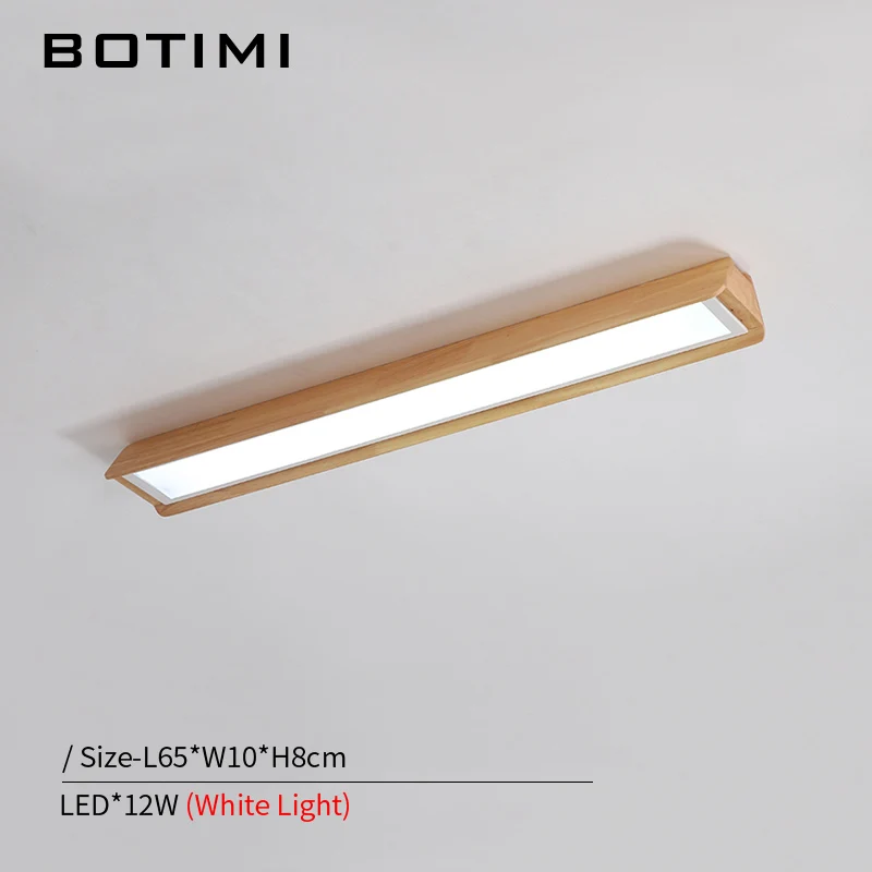 BOTIMI современные светодиодные потолочные лампы с деревянным абажуром для гостиной прямоугольная деревянная поверхность монтируемая для спальни осветительная арматура - Цвет корпуса: White Light