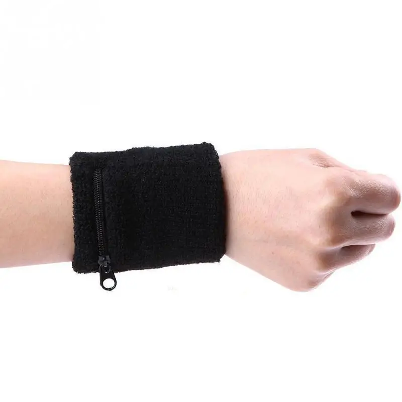 Zipper Sport Wristband Gym Fitness Wrist Support Straps Wraps Running Badminton Sweatband Wrist